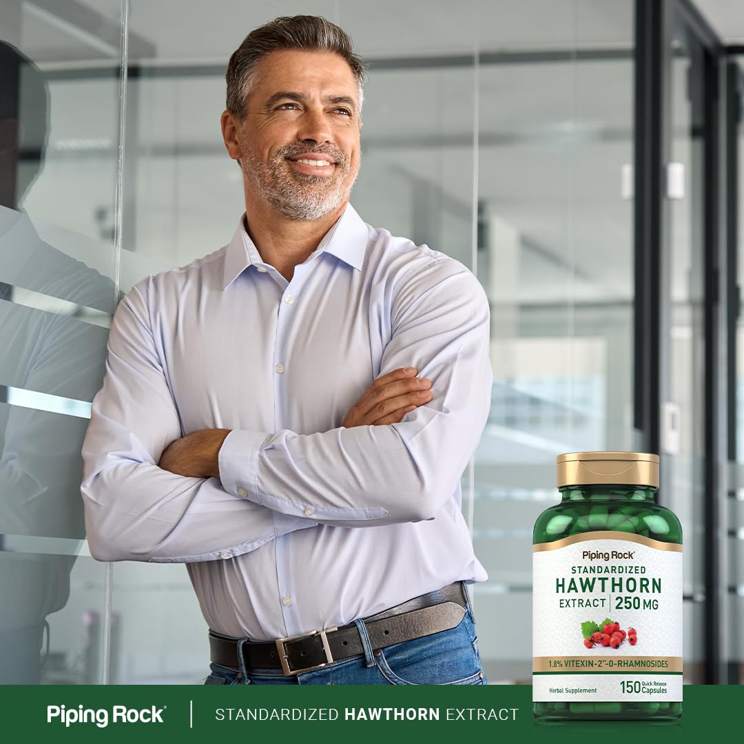 Piping Rock Hawthorn Berry Capsules – 250mg, 150 Pills | Non-GMO, Gluten Free | Herb Extract