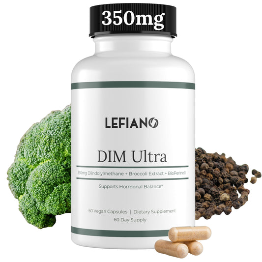 Lefiano DIM Ultra 350mg | توازن الهرمونات للنساء والرجال | بيوبيرين وبروكلي | يكفي لمدة 60 يومًا