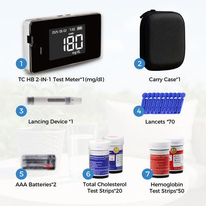 LEFTYCHOICE LCLBM-01 2-in-1 Home Test Kit for Hemoglobin & Total Cholesterol – Quick Readouts