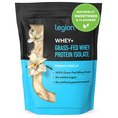 LEGION Whey+ French Vanilla Whey Isolate – Grass-Fed, 60 Servings