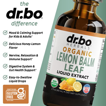 Organic Lemon Balm Extract Tincture – Calm Relaxation Drops (Vegan, 2oz)
