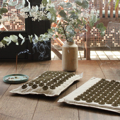 Premium Linen & Coconut Acupressure Mat & Pillow with Carry Bag