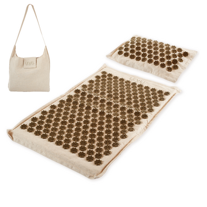 Premium Linen & Coconut Acupressure Mat & Pillow with Carry Bag