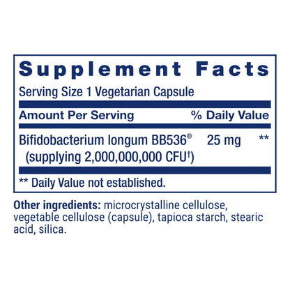 Life Extension Bifido GI Balance – Probiotic with BB536® (2 Billion CFU) | Gluten-Free, Non-GMO, Vegetarian | 60 Capsules