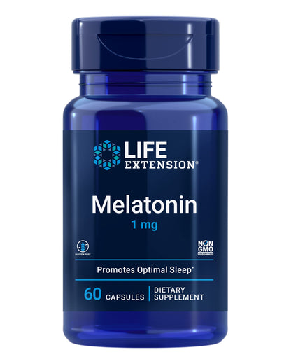 Life Extension Melatonin 1 mg - Restful Sleep, Immune Support, and Hormone Balance | Gluten-Free, Non-GMO - 60 Capsules