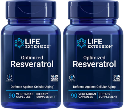 Life Extension Optimized Resveratrol – 90 كبسولة نباتية (عبوتان)