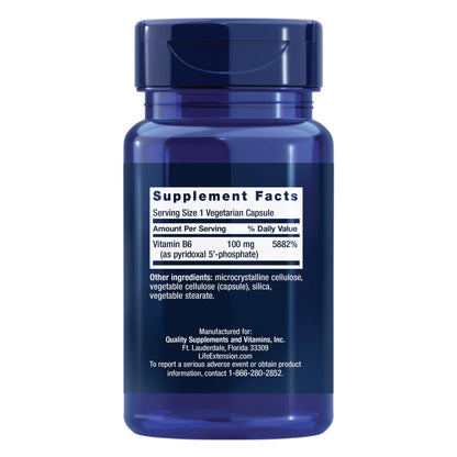 Life Extension Pyridoxal 5'-Phosphate Caps – Vitamin B6 100 mg | Bioactive B6 for Cardiovascular, Nervous System & Kidney Health