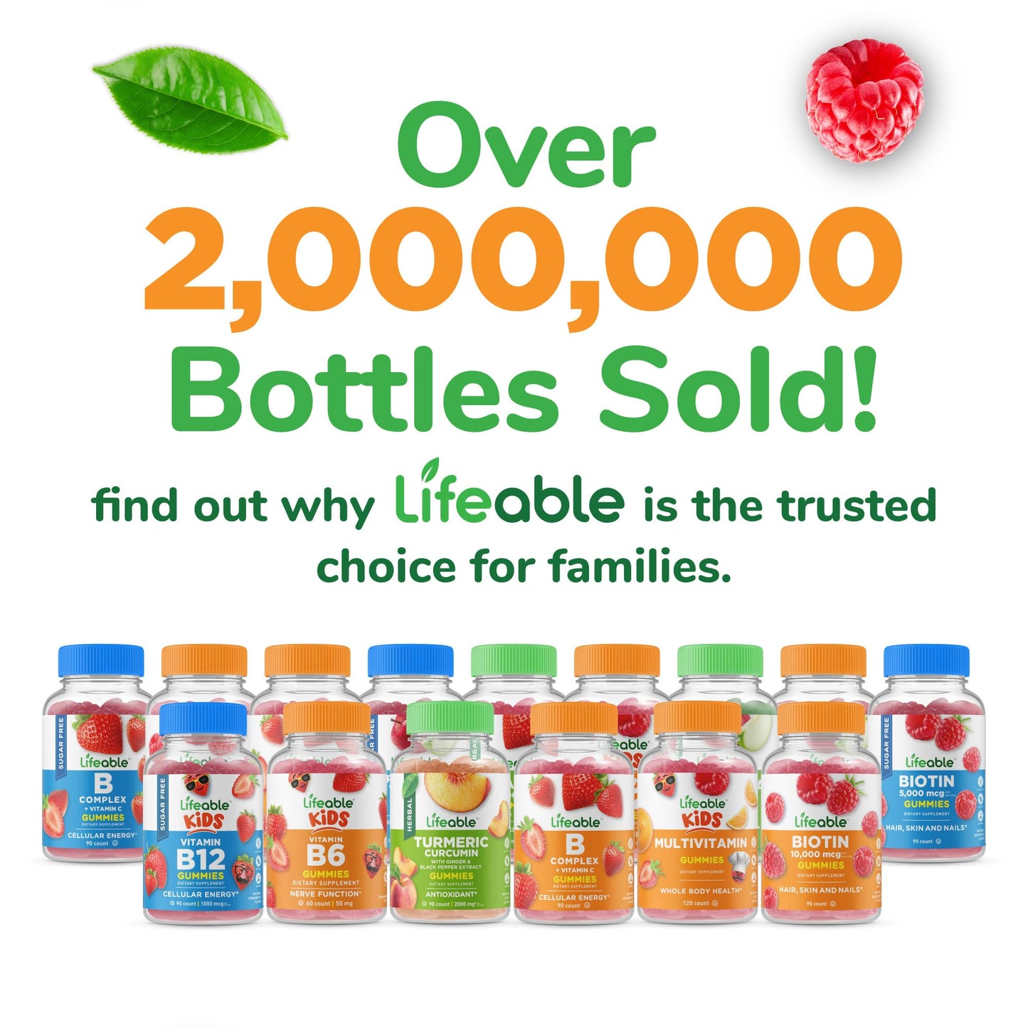 Lifeable Sugar Free Biotin Gummies 5000mcg | Hair, Skin & Nails | 90 Gummies