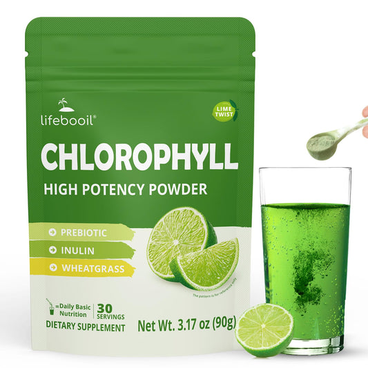 Lifebooil Chlorophyll Powder 120mg – Lime Twist | Supports Alkalization, Gut Health & Clean Energy – 30 Servings
