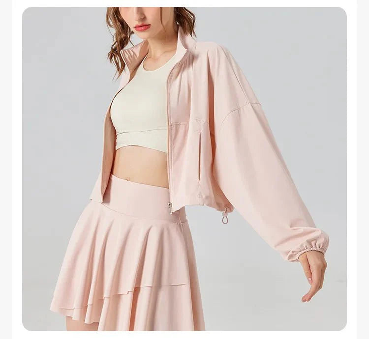 Stand Collar UPF50+ Crop Sport Jacket