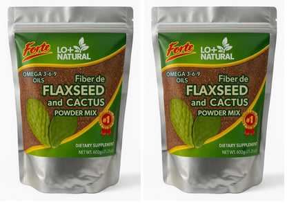 Linaza con Nopal Forte – 8 oz – 100% Natural Flaxseed & Nopal Cactus Powder – Fiber-Rich Digestive Support – Ground Blend Dietary Supplement – Vegan & Non-GMO (Pack of 2)