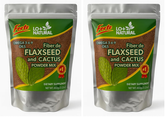 Linaza con Nopal Forte – 8 oz – 100% Natural Flaxseed & Nopal Cactus Powder – Fiber-Rich Digestive Support – Ground Blend Dietary Supplement – Vegan & Non-GMO (Pack of 2)