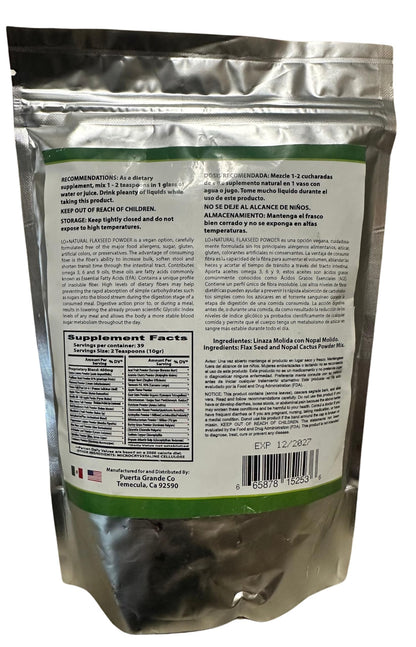 Linaza con Nopal Forte – 8 oz – 100% Natural Flaxseed & Nopal Cactus Powder – Fiber-Rich Digestive Support – Ground Blend Dietary Supplement – Vegan & Non-GMO (Pack of 2)