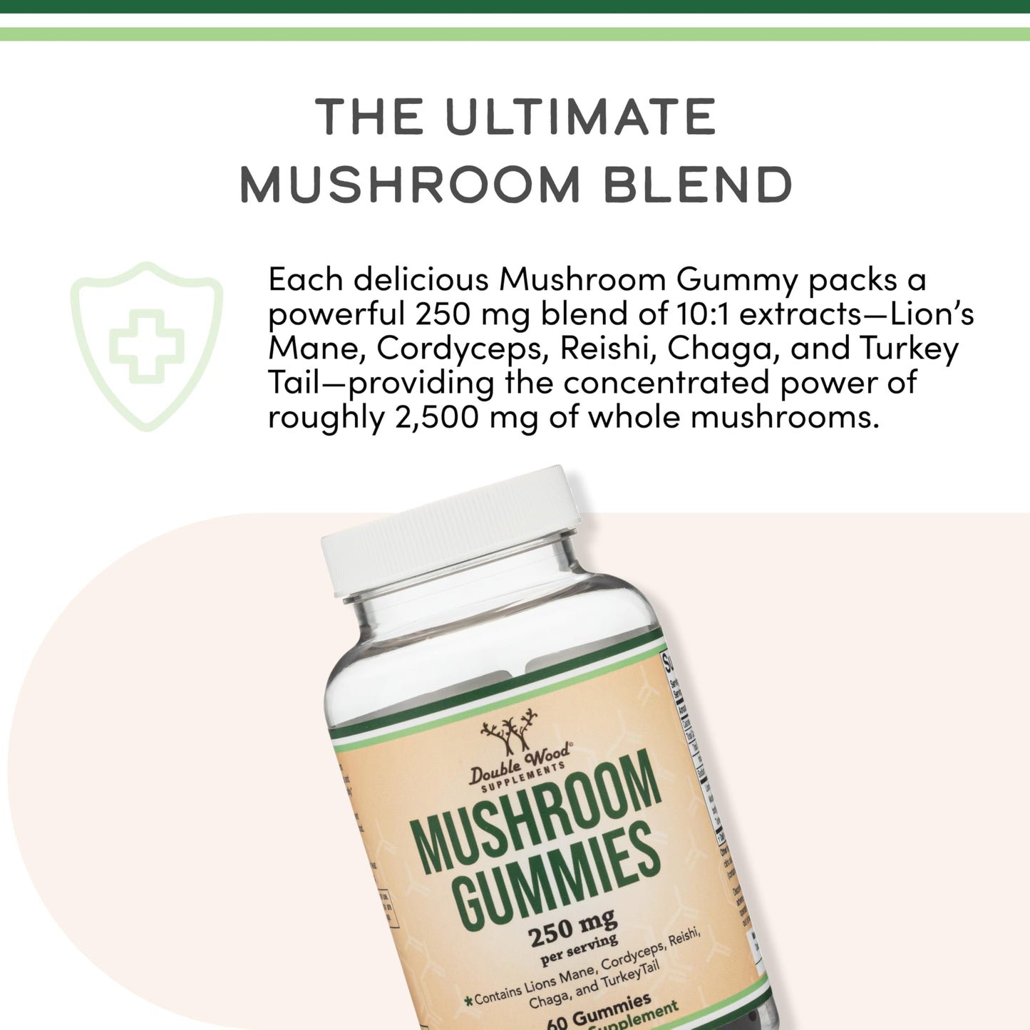 Double Wood Mushroom Gummies 60-Count – 2,500mg Immune Support