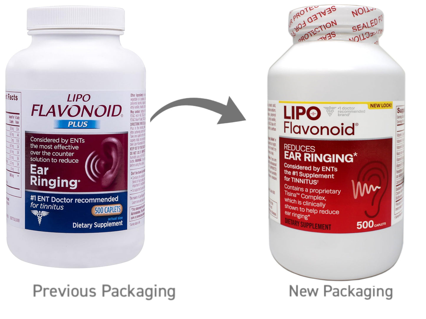Lipo Flavanoid Ear Health 500 Caplets – Tisina Complex for Tinnitus Support