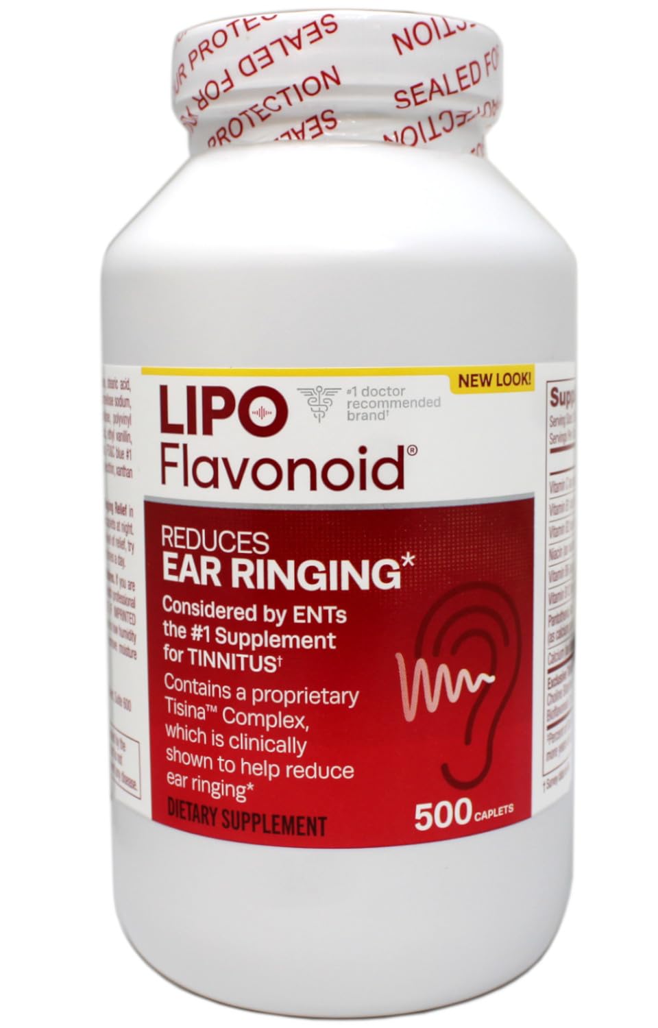 Lipo Flavanoid Ear Health 500 Caplets – Tisina Complex for Tinnitus Support
