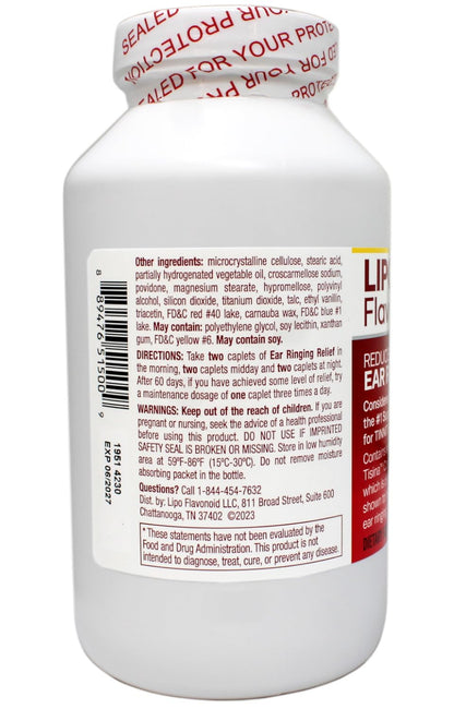 Lipo Flavanoid Ear Health 500 Caplets – Tisina Complex for Tinnitus Support