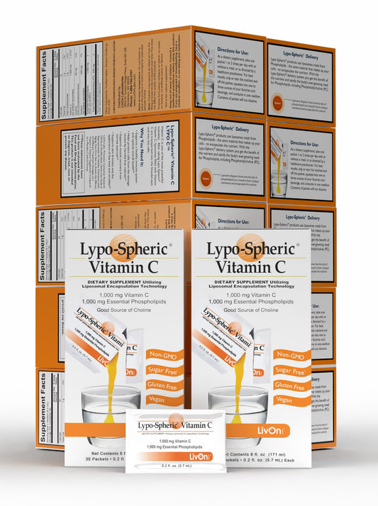 LivOn Laboratories Lypo-Spheric Vitamin C – 1,000 mg Vitamin C & 1,000 mg Phospholipids per Packet | Liposome-Encapsulated, Non-GMO | 12-Pack (360 Count)