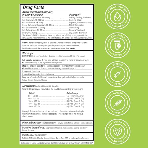Loma Lux Eczema Pills – Natural Eczema Relief for Adults & Kids | Dermatologist-Developed