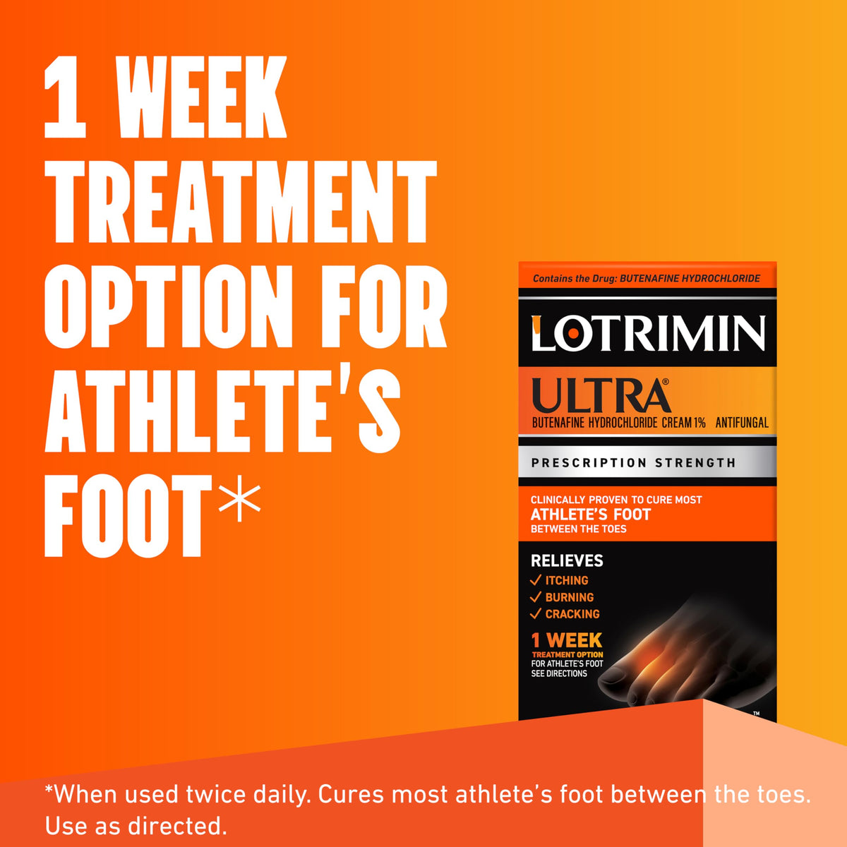 Trattamento Lotrimin Ultra da 1 settimana per il piede d'atleta | Crema di butenafina all'1% con forza su prescrizione