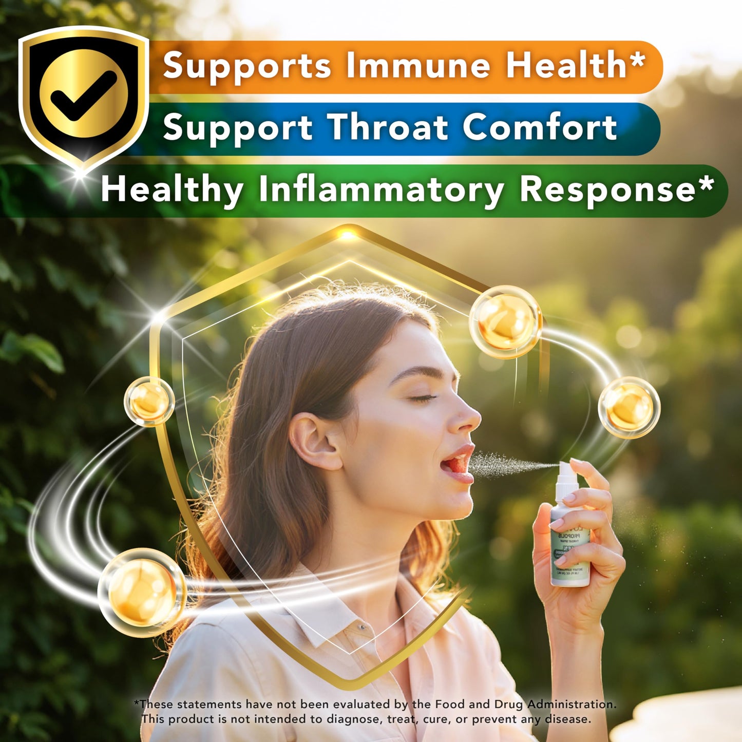 LOVITA Bee Propolis Throat Spray 250mg – 18% Bioflavonoids, Alcohol Free, Immune Support