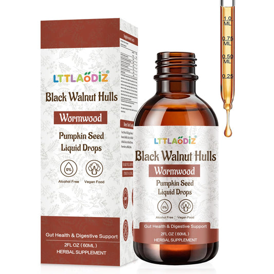 LTTLAODIZ Black Walnut & Wormwood Tincture – Digestive Health, Alcohol-Free, 2oz