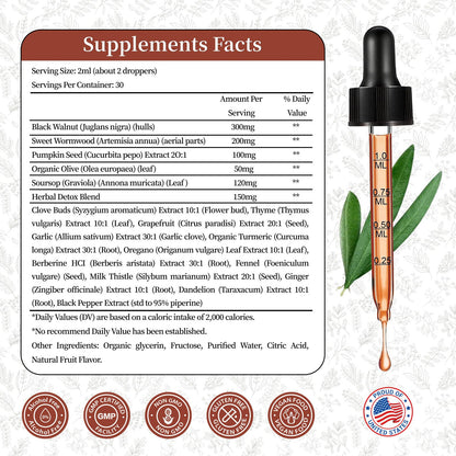 LTTLAODIZ Black Walnut & Wormwood Tincture – Digestive Health, Alcohol-Free, 2oz