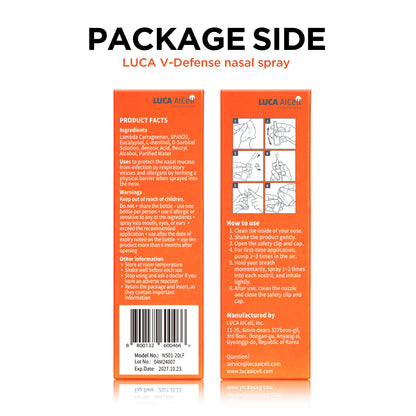 LUCA V-Defense Nasal Spray – Drug-Free Relief, Moisturizes Nasal Passages | 0.67 fl oz (200 Sprays)