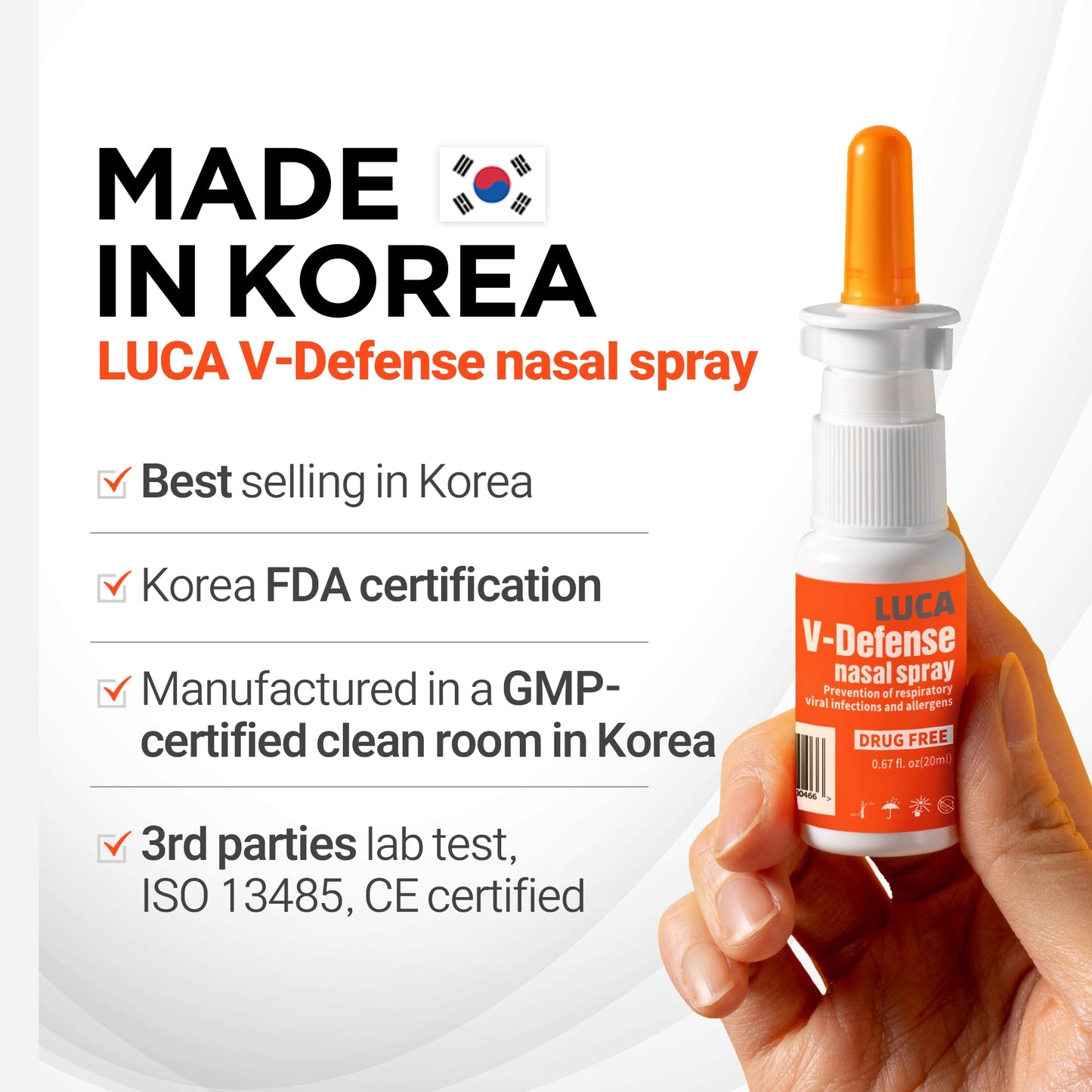 LUCA V-Defense Nasal Spray – Drug-Free Relief, Moisturizes Nasal Passages | 0.67 fl oz (200 Sprays)