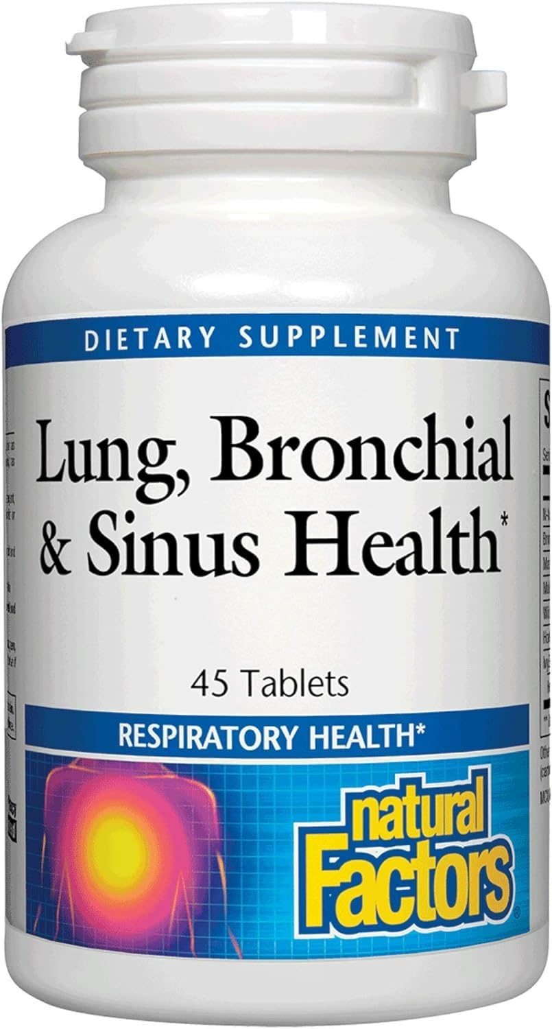 Lung, Bronchial & Sinus Health by Natural Factors – Natural Respiratory Support, Easy Breathing (45 Tablets, 45 Servings)