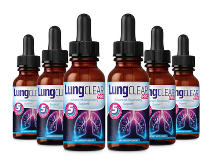 LUNG CLEAR PRO Lung Support Drops with Wild Mullein Leaf – 2 fl oz (6 Bottles)