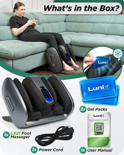 Lunix LX21 FSA Feet Massager with Remote – Shiatsu, Heat Therapy & Calf Massage