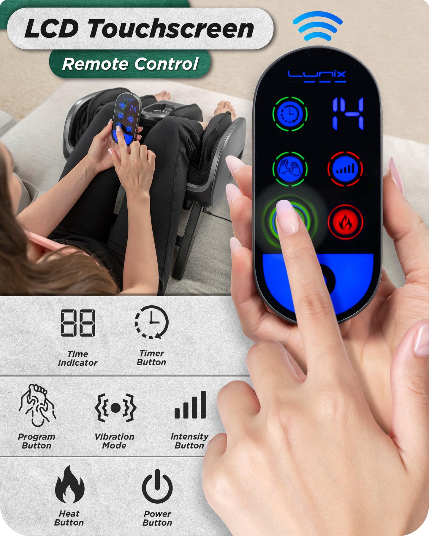 Lunix LX21 FSA Feet Massager with Remote – Shiatsu, Heat Therapy & Calf Massage