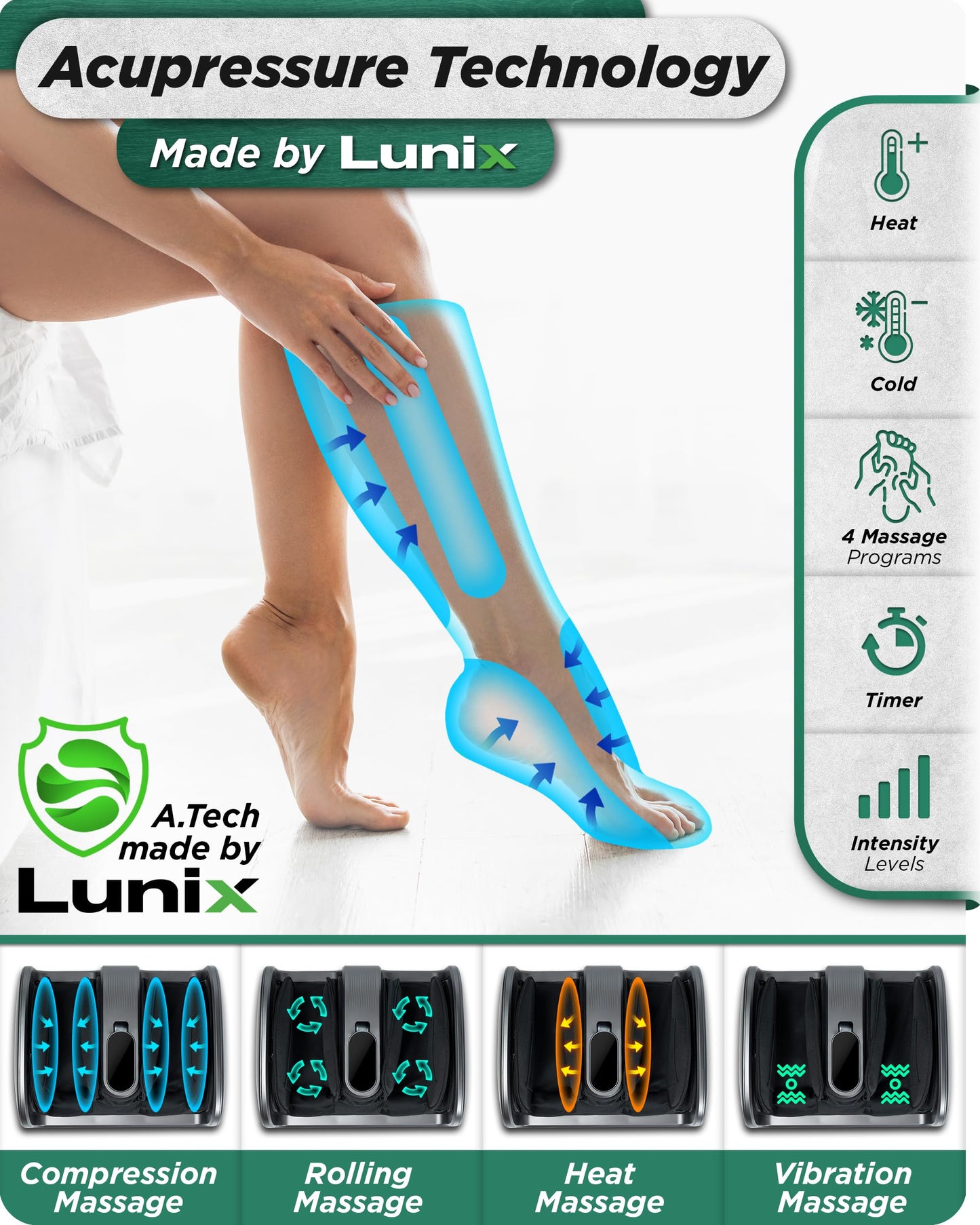 Lunix LX21 FSA Feet Massager with Remote – Shiatsu, Heat Therapy & Calf Massage
