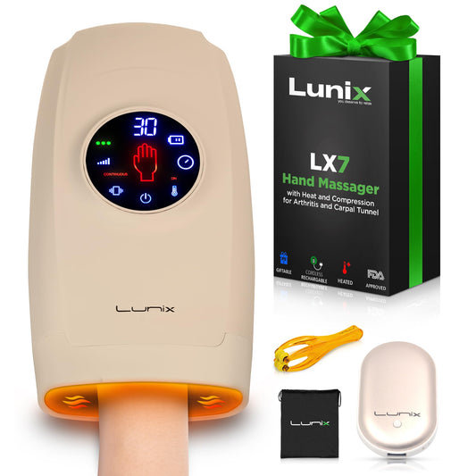Lunix LX7 Hand Massager – LCD Touchscreen, Heated Air, Cordless