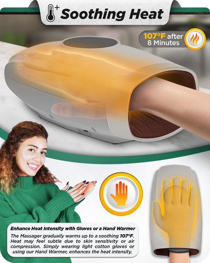 Lunix LX7 Hand Massager – LCD Touchscreen, Heated Air Compression, Cordless