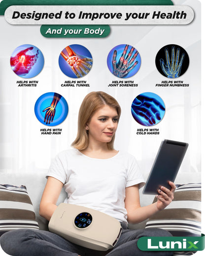 Lunix LX7 Hand Massager – LCD Touchscreen, Heated Air, Cordless