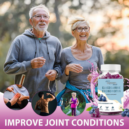 Lzyzxyp Glucosamine Chondroitin Gummies with MSM & Elderberry – Extra Strength, Immune & Joint Health, 60ct