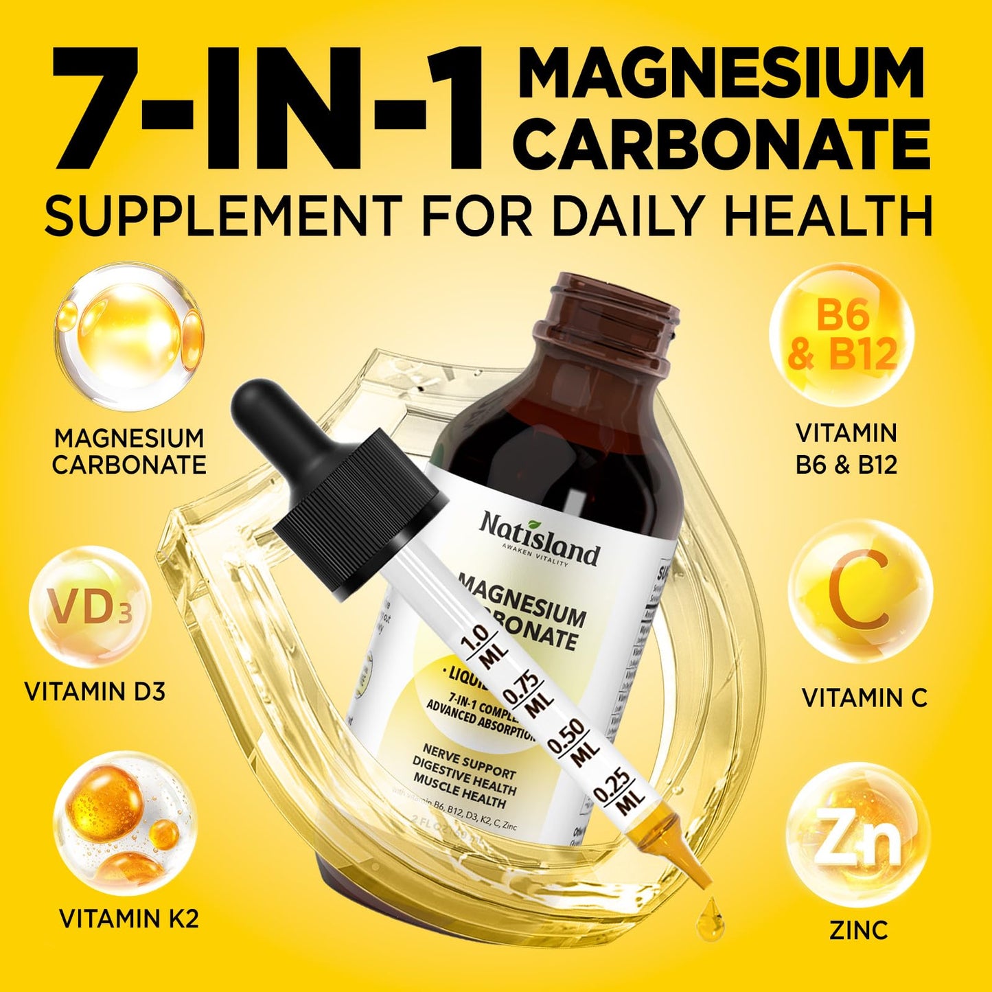 Magnesium Carbonate Liquid Drops 500mg – High Absorption, Lemon Flavor