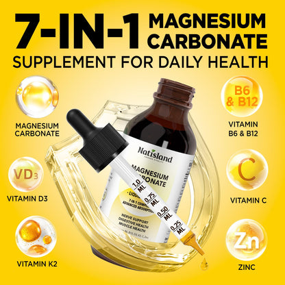 Magnesium Carbonate Liquid Drops 500mg – High Absorption, Lemon Flavor