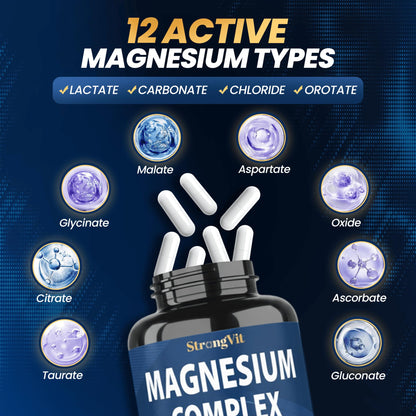 Magnesium Complex 12-in-1 1000mg | Sleep & Stress Support | USA (120 Capsules)