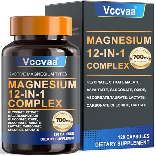 Magnesium Complex 700mg – 12-in-1 Magnesium Supplement (120 Capsules)