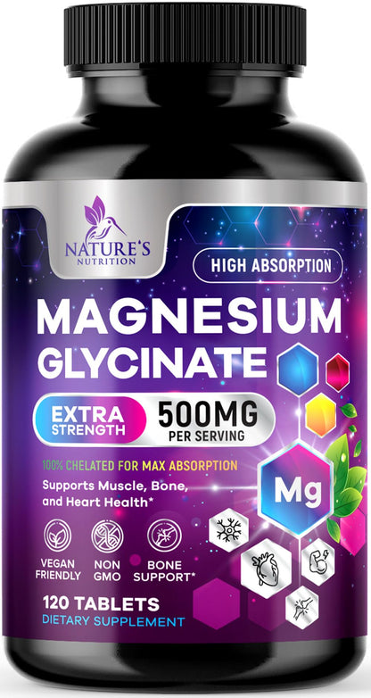 Magnesium Glycinate 250mg - 120 Tablets | Chelated & Purified | Supports Sleep, Heart Health, Muscles & Bones | Best Absorption | Made in USA