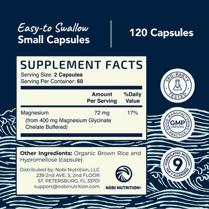 Magnesium Glycinate 400mg – Chelated Magnesium for Sleep, Calm & Muscle Support | 120 Ct