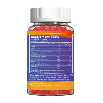 Magnesium Glycinate Gummies 400mg with L-Threonine – Stress Relief & Muscle Support | Non-GMO, Gluten Free