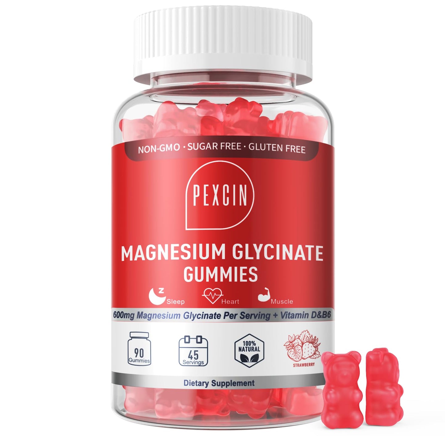 Magnesium Glycinate Gummies for Adults & Kids – 1000mg High Absorption, Sugar Free with Potassium, 90 Counts