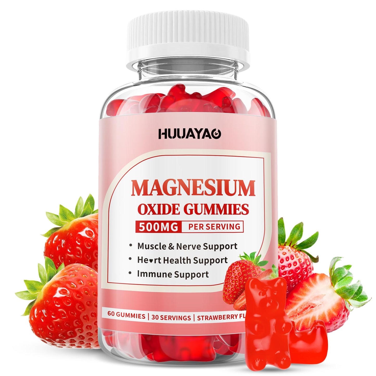 Magnesium Oxide Gummies 500mg – 60 Count | Nerve, Muscle & Immunity Support