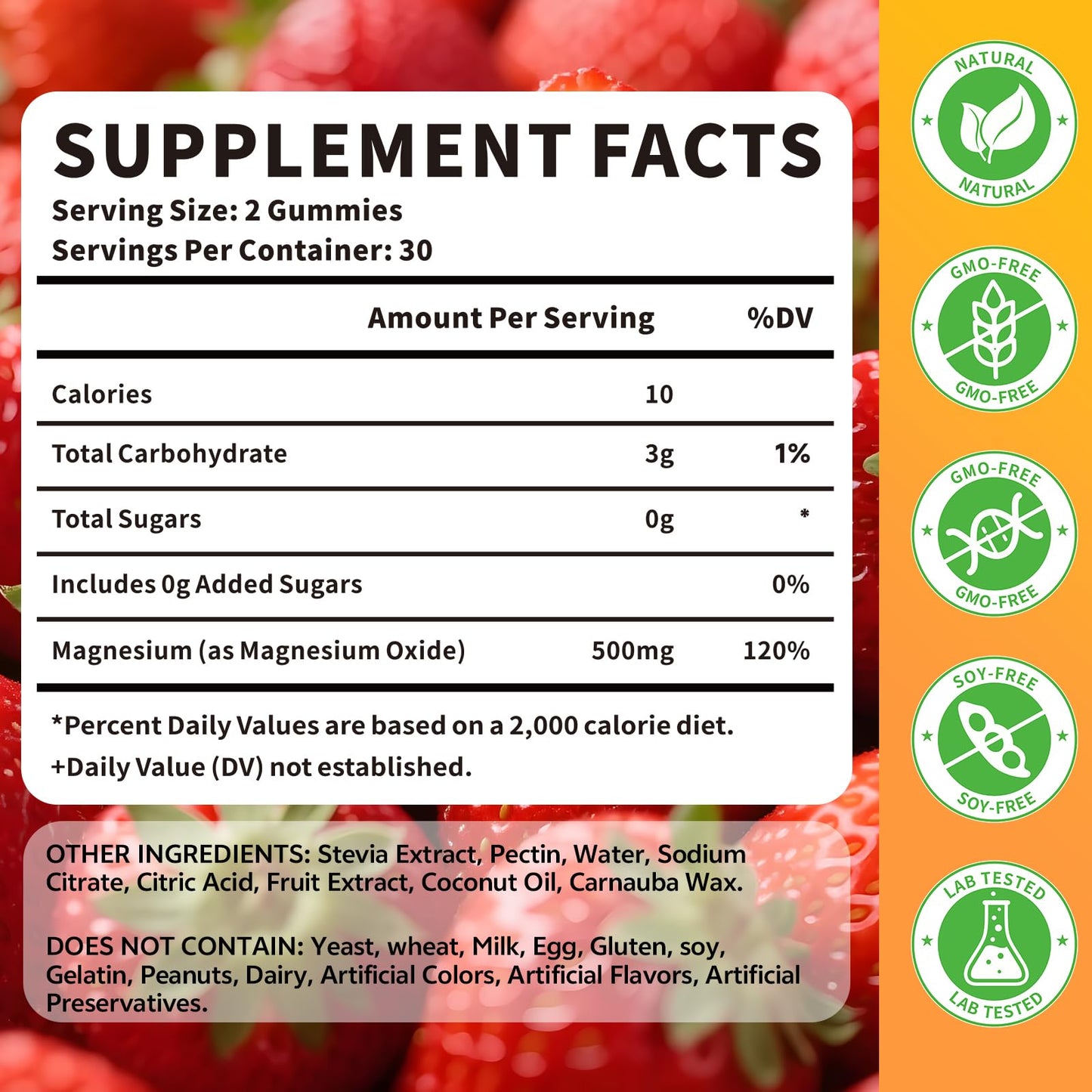 Magnesium Oxide Gummies 500mg – Adults & Kids, Strawberry, 120 Count