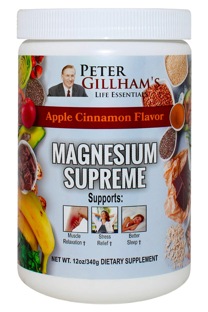Magnesium Supreme Apple Cinnamon - Sleep & Stress Support | Non-GMO, Gluten Free, Vegan 12oz (68 Servings)