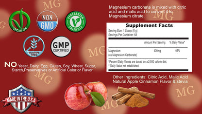 Magnesium Supreme Apple Cinnamon - Sleep & Stress Support | Non-GMO, Gluten Free, Vegan 12oz (68 Servings)